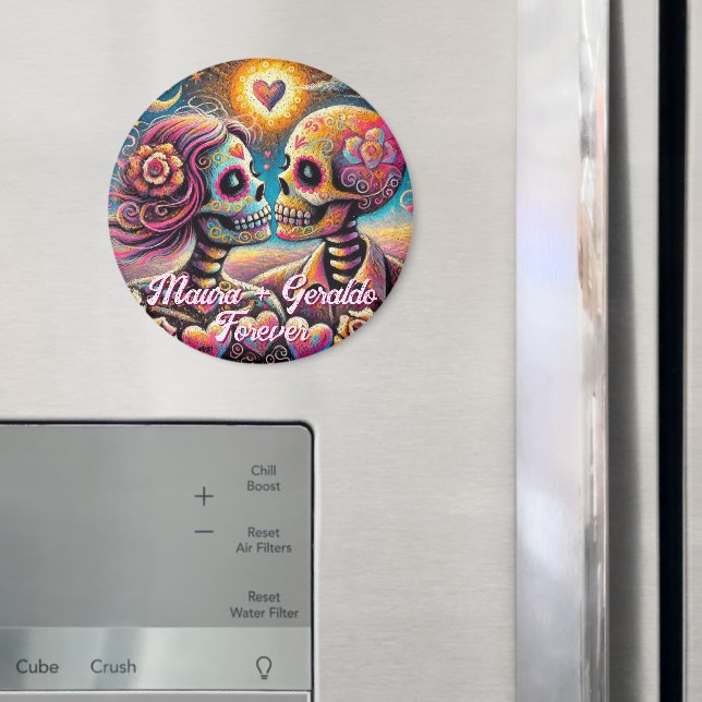 Sugar Skulls in Love Chalk Pastel Personalized Magnet (In Situ (Fridge))