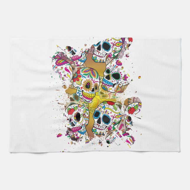 Sugar Skulls Kitchen Towel (Horizontal)