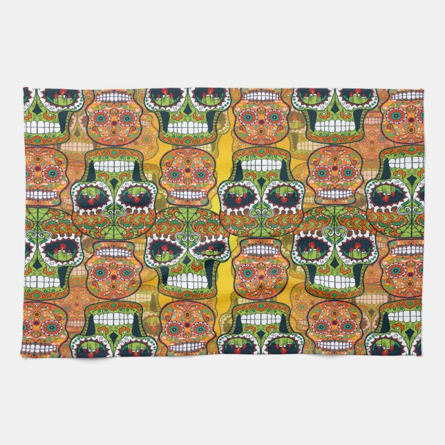 Sugar Skulls Kitchen Towel (Horizontal)