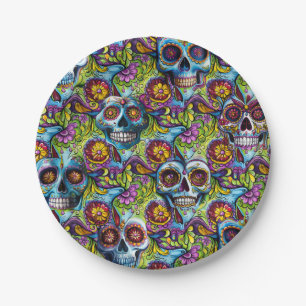 Sugar Skulls Paper Plate
