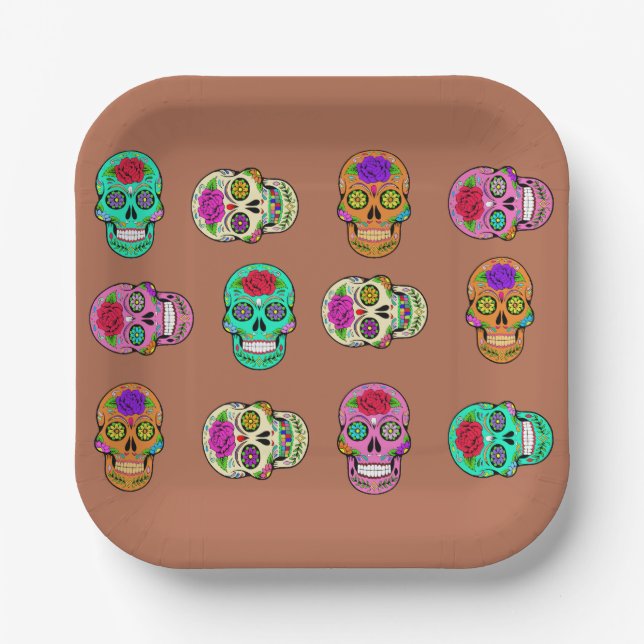Sugar Skulls  Paper Plate (Front)
