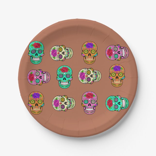 Sugar Skulls  Paper Plate (Front)
