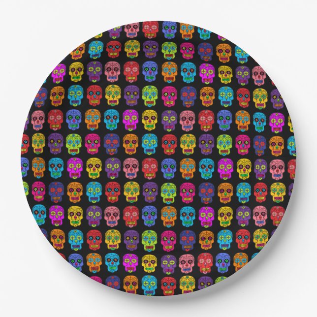 Sugar Skulls Paper Plate (Front)