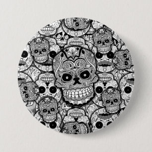 Sugar Skulls Pattern 3 Inch Round Button
