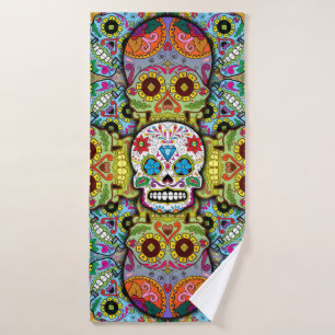 Sugar Skulls Pattern Bath Towel