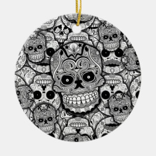 Sugar Skulls Pattern Ceramic Ornament