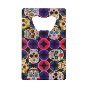 Sugar Skulls Pattern Credit Card Bottle Opener