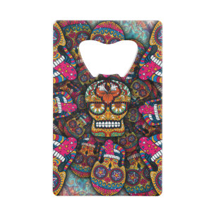 Sugar Skulls Pattern Credit Card Bottle Opener
