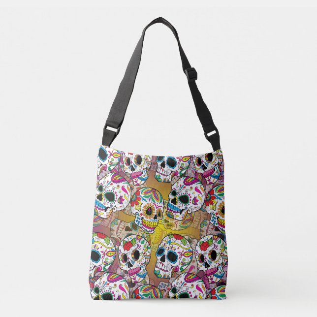 Sugar Skulls Pattern Crossbody Bag (Front)