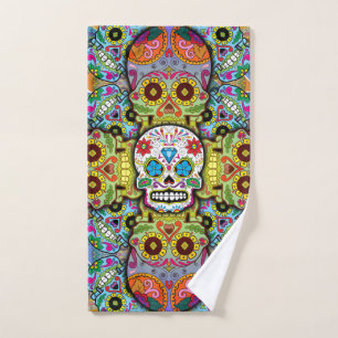 Sugar Skulls Pattern Hand Towel
