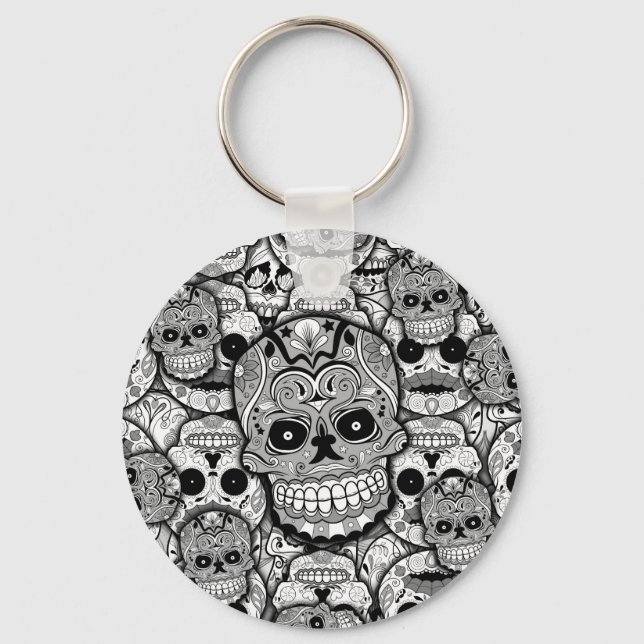 Sugar Skulls Pattern Keychain (Front)