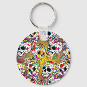 Sugar Skulls Pattern Keychain