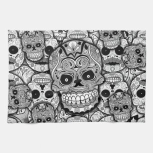 Sugar Skulls Pattern Kitchen Towel