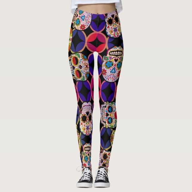 Sugar Skulls Pattern Leggings (Front)