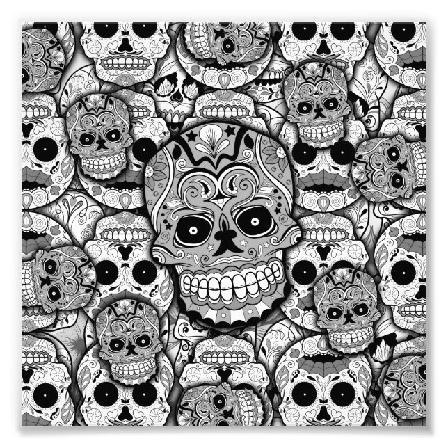 Sugar Skulls Pattern Photo Print (Front)