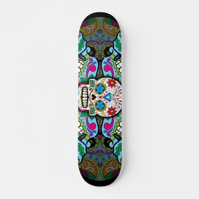 Sugar Skulls Pattern Skateboard (Front)