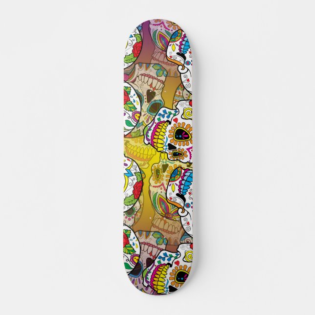 Sugar Skulls Pattern Skateboard (Front)