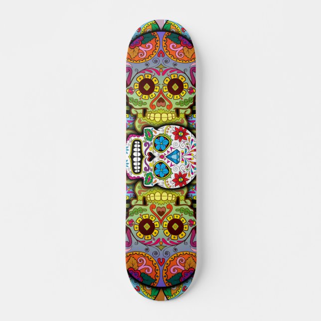 Sugar Skulls Pattern Skateboard (Front)