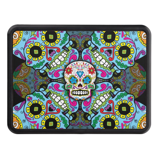 Sugar Skulls Pattern Trailer Hitch Cover (Front)