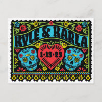 Sugar Skulls Save the Date postcard