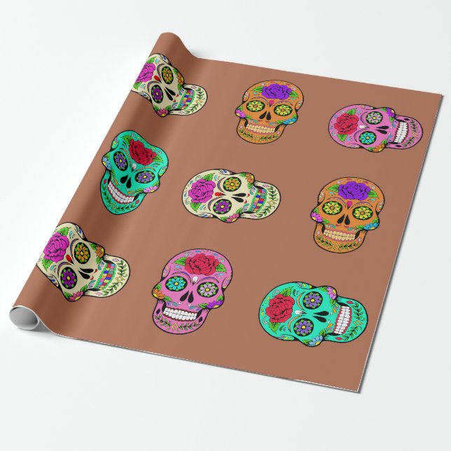 Sugar Skulls Wrapping Paper (Unrolled)