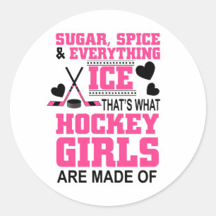 sugar spice and everything ice girls hockey classic round sticker