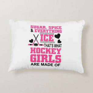 sugar spice and everything ice girls hockey decorative pillow
