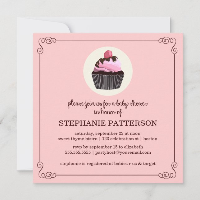 Sugar & Spice Cupcake Girl Baby Shower Invitation (Front)