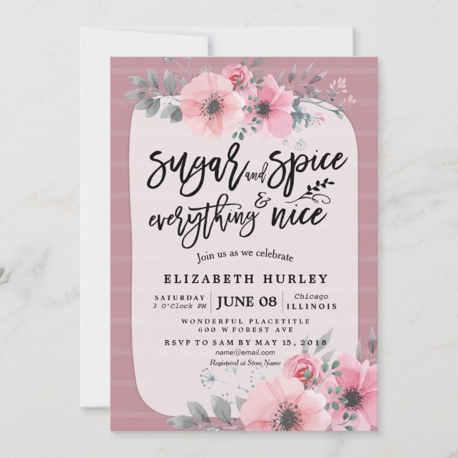 Sugar & Spice & Everything Nice Baby Shower Flower Invitation (Front)