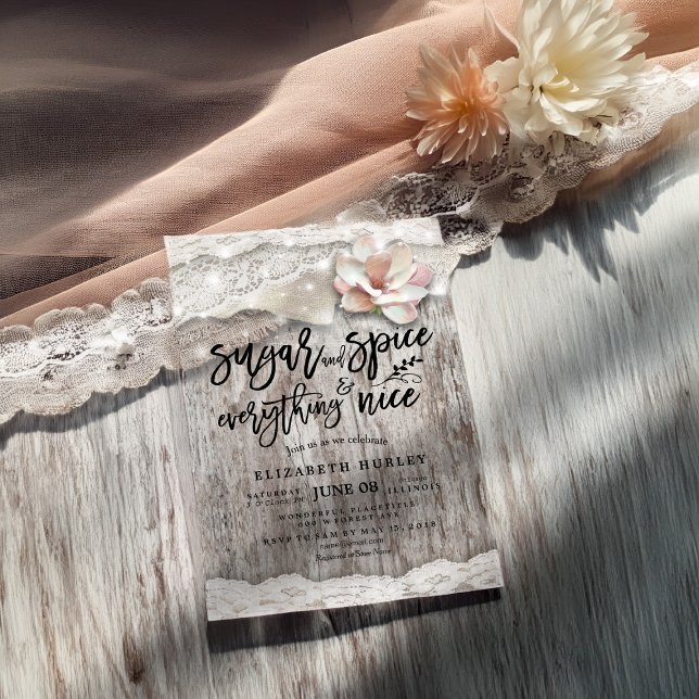 Sugar & Spice & Everything Nice Rustic Baby Shower Invitation (Creator Uploaded)