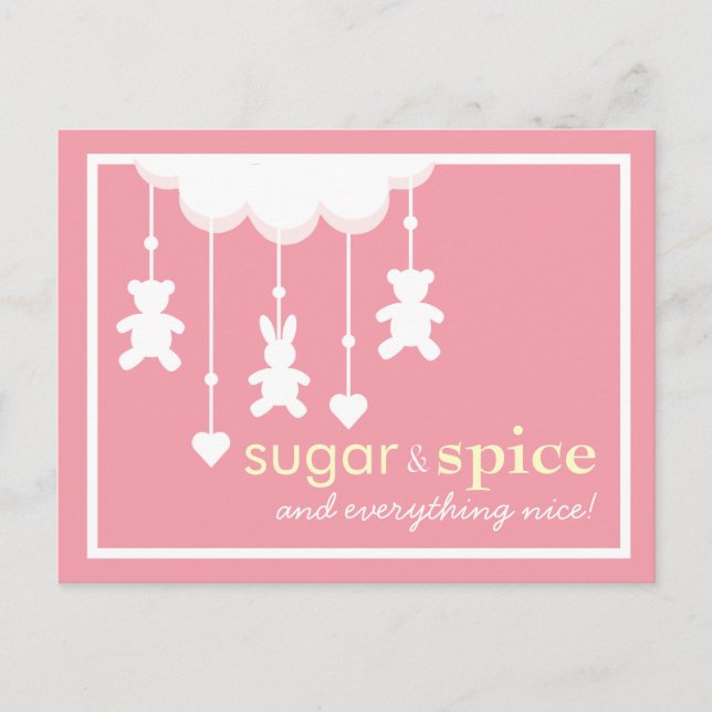 Sugar & Spice Girl Baby Shower Postcard (Front)