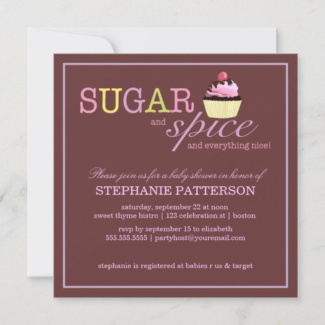 Sugar & Spice It's a Girl Baby Shower Invitation (Front)