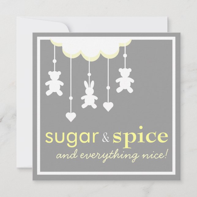 Sugar & Spice Neutral Baby Shower Invitation (Front)