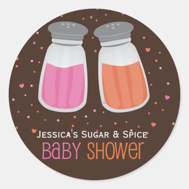 Sugar & Spice Shakers Baby Shower Classic Round Sticker (Front)