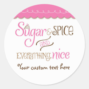 Sugar & Spice Typography Baby Shower Party Sticker