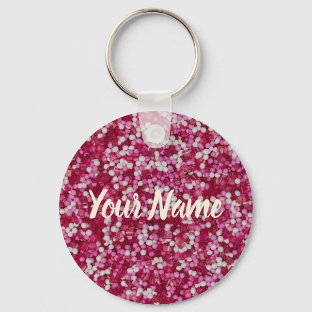 Sugar sprinkles colourful baking crystals gift keychain (Front)