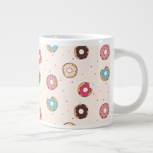 Sugar Sweet Doughnut Pattern Large Coffee Mug (Right)