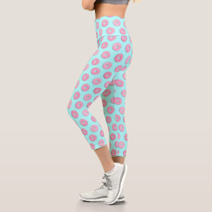 Sugar Sweet Pink Glazed Doughnuts Capri Leggings