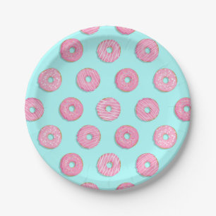 Sugar Sweet Pink Glazed Doughnuts Paper Plate