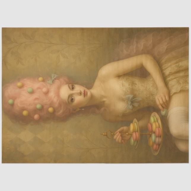 Sugared Silence – Pastel Macaron Rococo Fantasy Tissue Paper (Front)