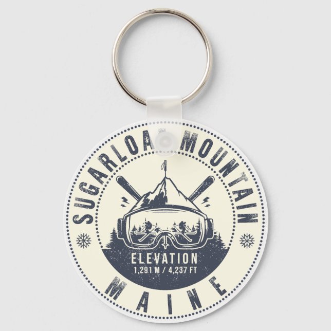 Sugarloaf Maine Mountain Vintage Ski Souvenir  Keychain (Front)
