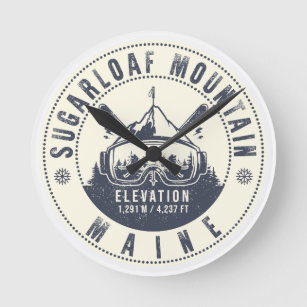 Sugarloaf Maine Mountain Vintage Ski Souvenir  Round Clock