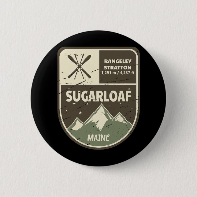 Sugarloaf Maine Skiing Vintage  2 Inch Round Button (Front)