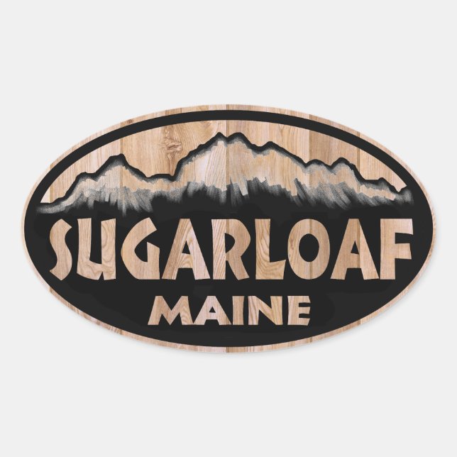 Sugarloaf Maine wooden oval stickers (Front)