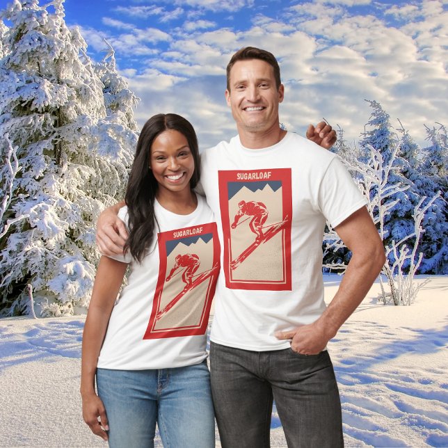 Sugarloaf Mountain in Maine - Ski Vintage T-Shirt (Sugarloaf Mountain in Maine Ski Vintage Poster Skiing Resort T-Shirt)