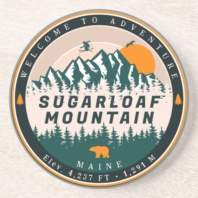 Sugarloaf Mountain Maine Skiing Sunset Souvenir Coaster (Front)