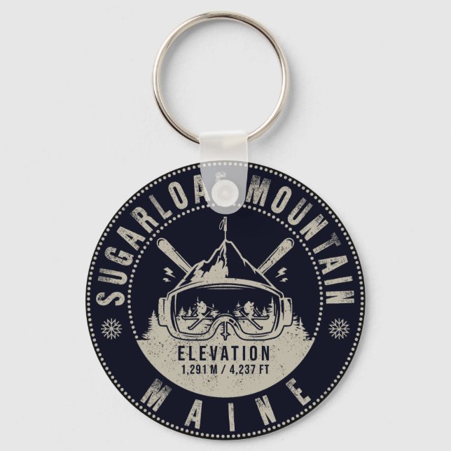 Sugarloaf Mountain Maine Vintage Skiing Souvenirs Keychain (Front)