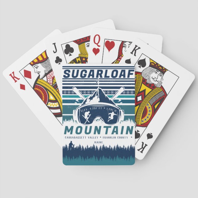 Sugarloaf Mountain Maine Vintage Skiing Souvenirs Playing Cards (Back)