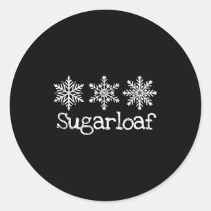 Sugarloaf mountain skier skiing ski snowflakes classic round sticker