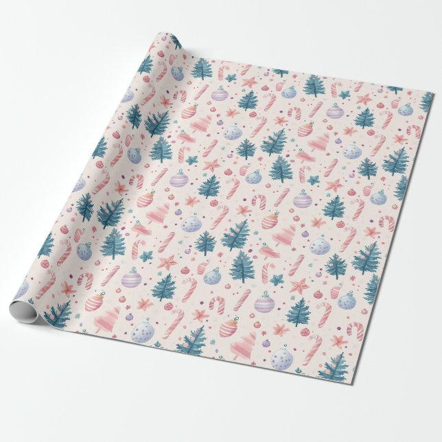 "Sugarplum Holiday Charm Pattern" Wrapping Paper (Unrolled)